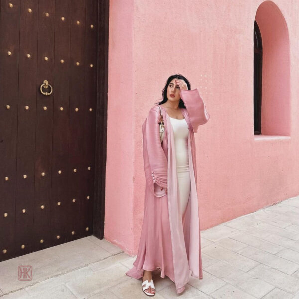 kimono-abaya-long-rose-1 Kimono Abaya Long Rose élégant pour les occasions spéciales
