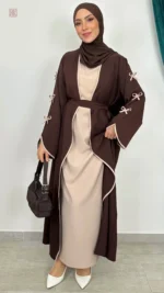 Kimono Abaya Marron à Noeuds