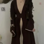 Abaya marron à nœuds pour un style moderne
