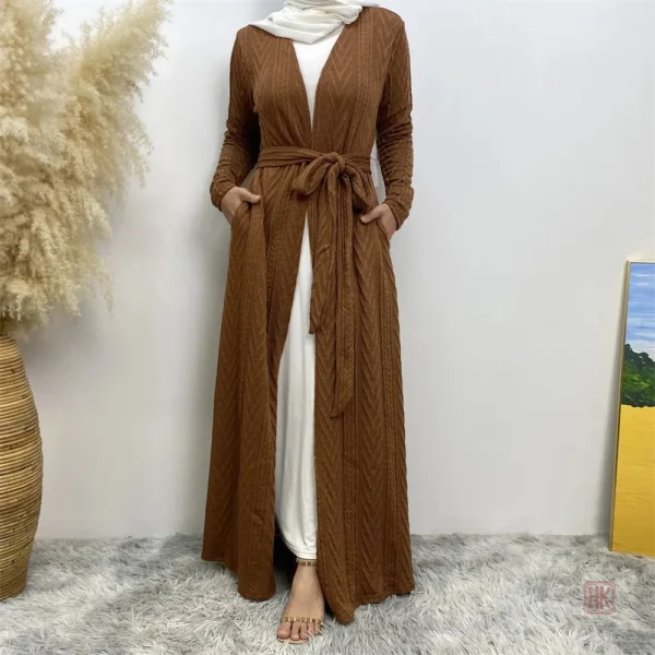 kimono-abaya-marron-style-1 Kimono abaya marron élégant pour femmes