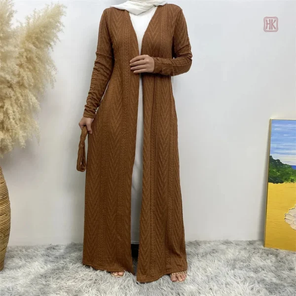 Abaya kimono marron avec design stylé