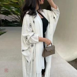 Abaya kimono avec design Mauvais Œil