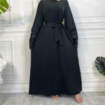 Kimono abaya noir avec dentelles élégantes
