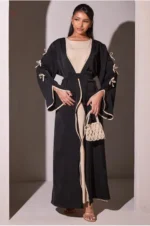 Kimono Abaya Noir à Noeuds