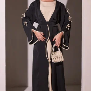 Kimono Abaya Noir à Noeuds