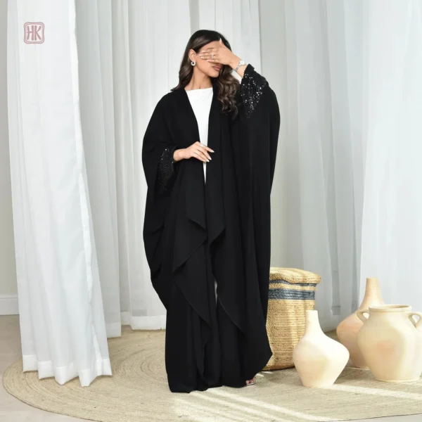 Élégante abaya kimono avec sequins