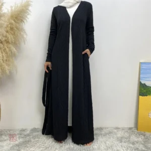 Kimono noir effet tricot pour femme