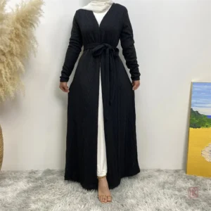 Abaya en tricot noir élégant et moderne