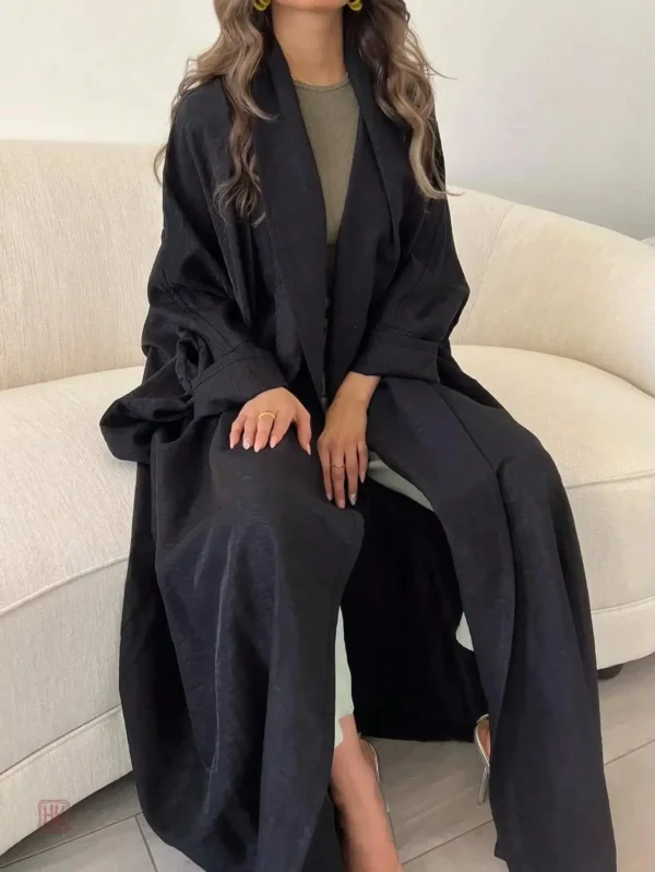 kimono-abaya-noir-maxi-casual-1 Kimono Abaya Noir Maxi Casual élégant pour un look décontracté