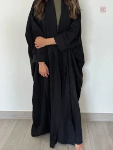Abaya Kimono noir maxi, style casual pour toutes occasions