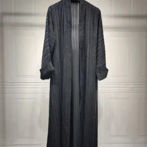 Abaya kimono noir avec rayures distinctives