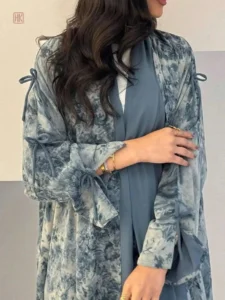 Abaya Kimono élégante avec dégradé bleu