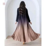 Abaya Kimono élégante en plissé beige et noir
