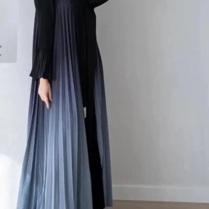 Kimono Abaya Plissé Bleu