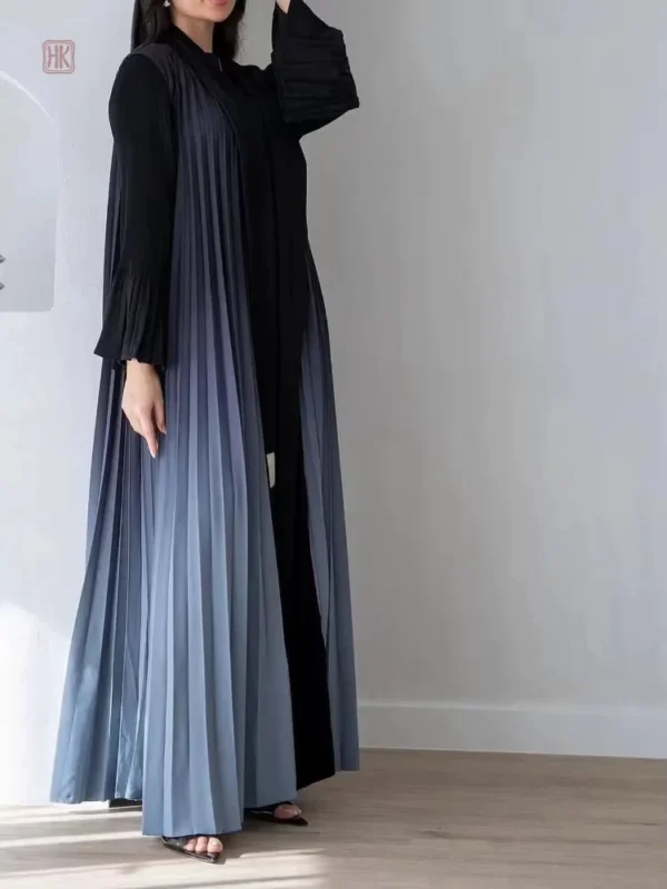 kimono-abaya-plisse-bleu-1 Kimono Abaya Plissé Bleu
