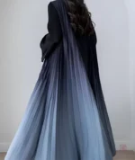 Abaya kimono plissé élégant en bleu