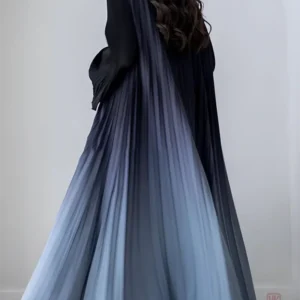 Abaya kimono plissé élégant en bleu