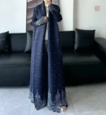 Abaya Plissé Luxueuse en bleu