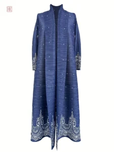 Kimono Bleu Élégant en plissé