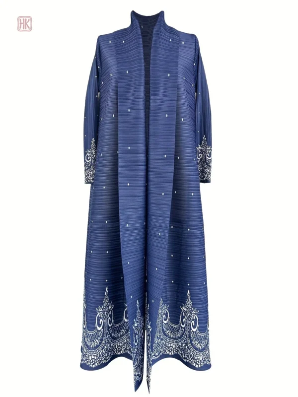 Kimono Bleu Élégant en plissé