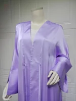 Abaya Kimono Élégante en Satin Violet