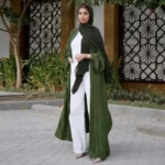 Abaya Kimono à rayures vertes élégantes