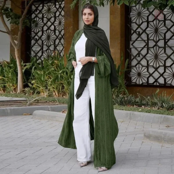 Abaya Kimono à rayures vertes élégantes