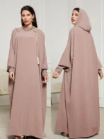 Abaya Kimono rose, style épuré et contemporain