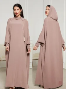 Abaya Kimono rose, style épuré et contemporain