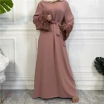 Kimono rose poudré élégant pour abaya