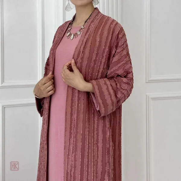 Robe kimono à manches longues rose