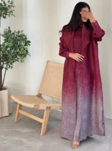 Abaya Rouge en dégradé élégant