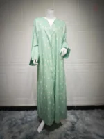 Abaya Élégante Vert à Fleurs