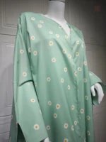 Kimono Long Vert à Motifs Floraux