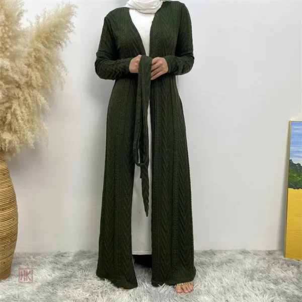 kimono-abaya-vert-arme-decontracte-1 Kimono Abaya Vert Armé Décontracté