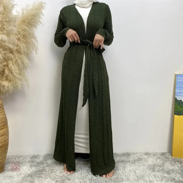 Abaya Kimono Vert Armé pour un style décontracté