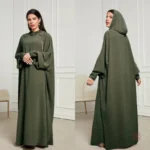Abaya kimono vert, style classique et intemporel