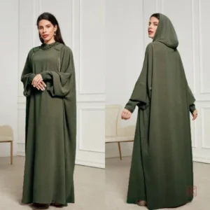 Abaya kimono vert, style classique et intemporel