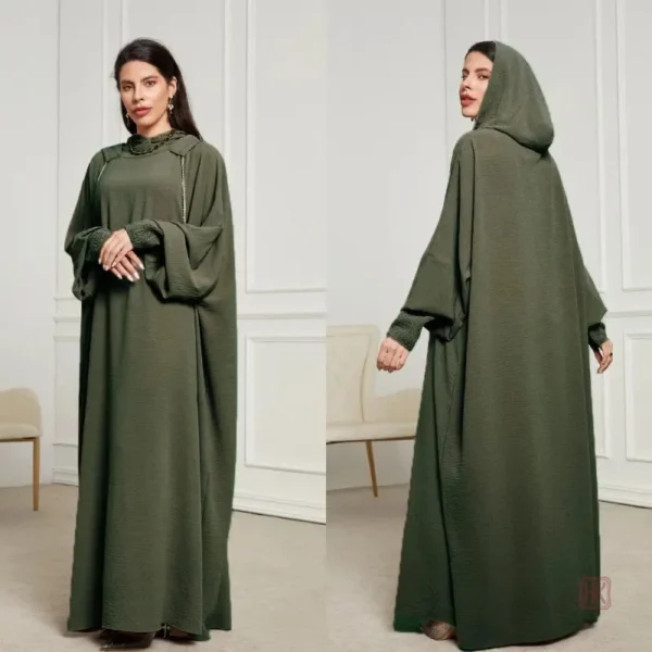 Abaya kimono vert, style classique et intemporel