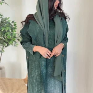 Abaya kimono avec un dégradé de vert raffiné