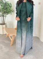 Abaya ample vert dégradé pour une allure moderne