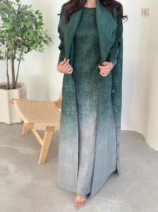 Abaya ample vert dégradé pour une allure moderne