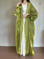 Kimono abaya vert effet transparent
