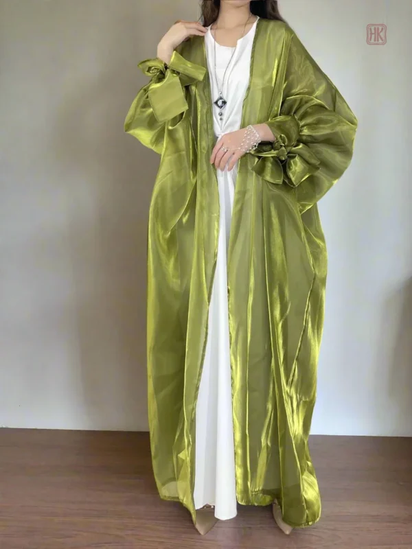 kimono-abaya-vert-effet-transparent-1 Kimono abaya vert effet transparent