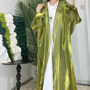 Abaya verte avec effet transparent chic