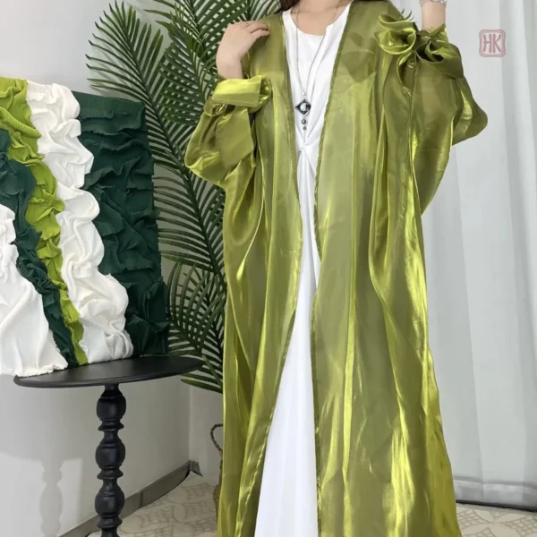 Abaya verte avec effet transparent chic