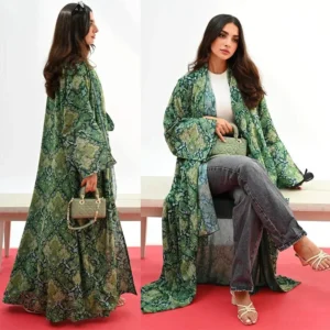 Kimono long vert pour occasions spéciales