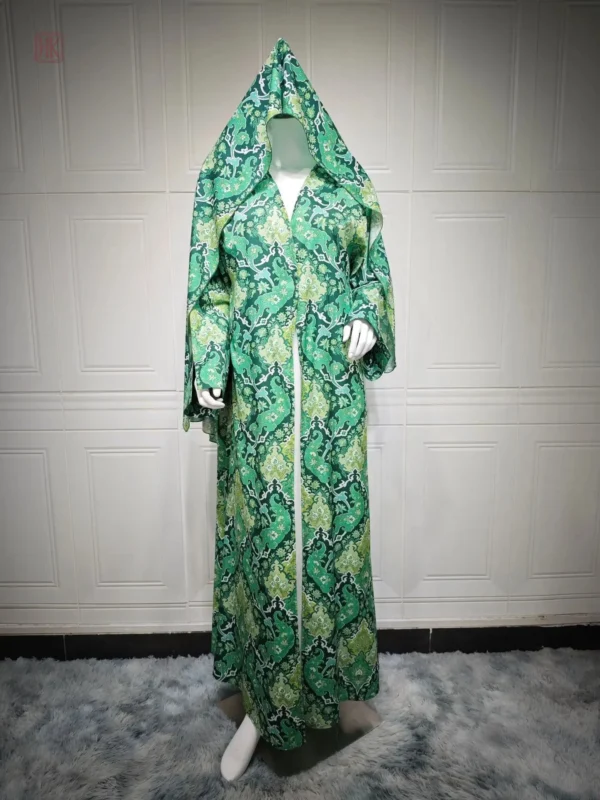 Abaya élégante, teinte verte raffinée