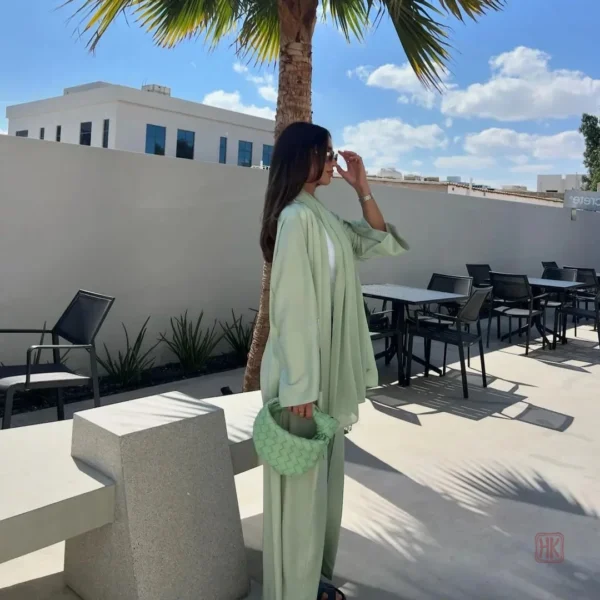 Kimono Abaya Vert Satiné élégant pour femme