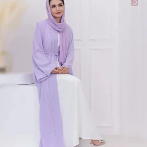 Abaya Kimono Violet décorée de perles élégantes